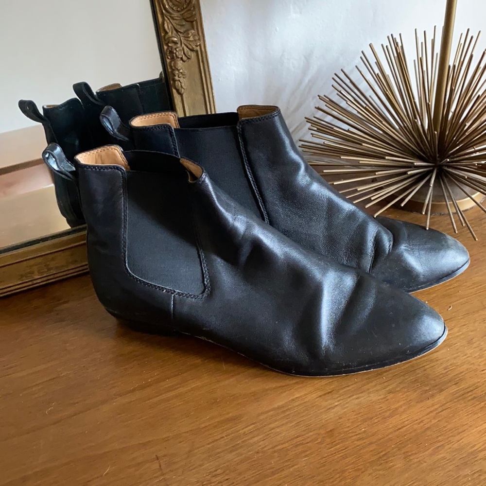 J. Crew black leather ankle boots. Sz. 9.5
